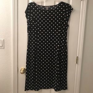 Black poke a dotted dress, lite summer work dress